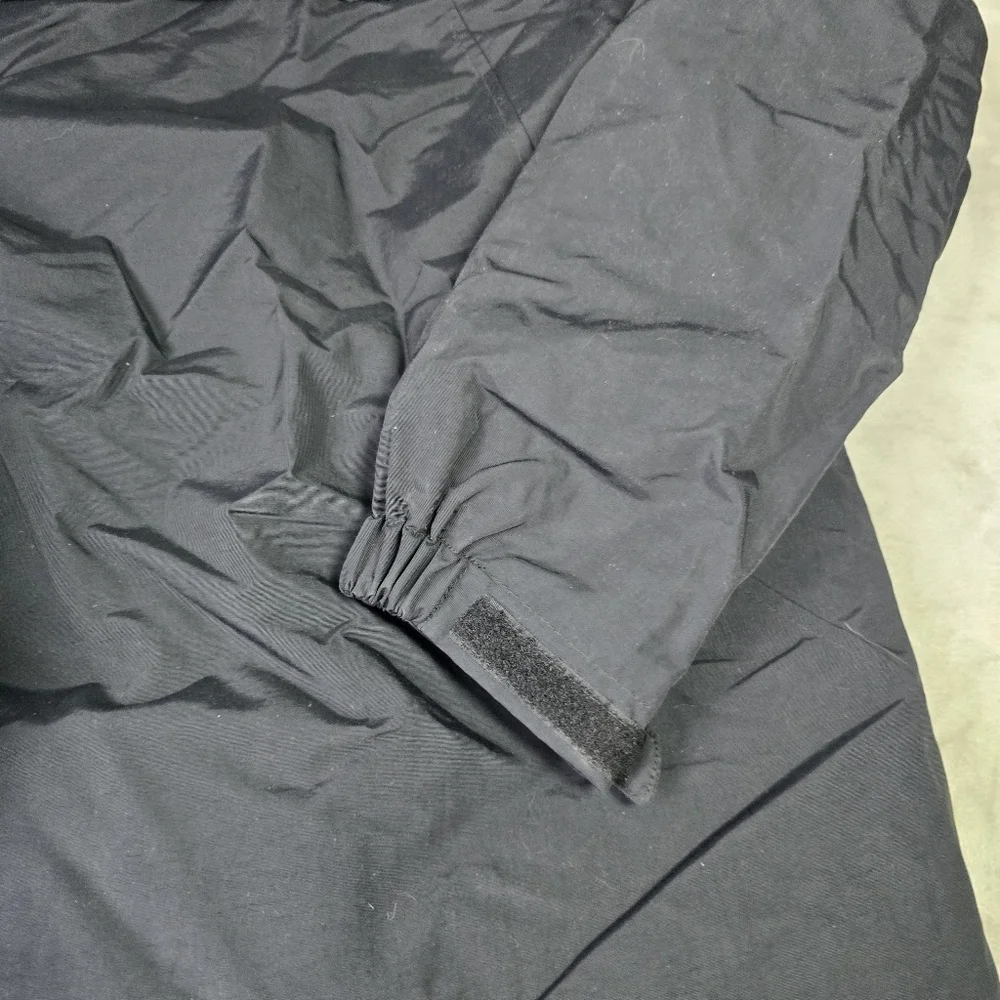 Eddie Bauer Removeable Fleece Lined Rain Jacket Sz Lg Black Removeable Hood